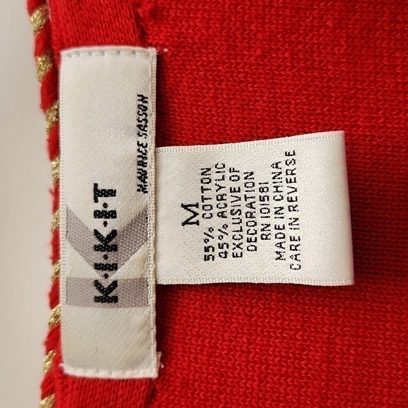 Ugly CHRISTMAS Sweater Vest red beaded sz M by Kikit by Maurice Sasson - Picture 3 of 4